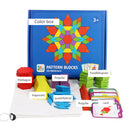 155pcs Wood Jigsaw Puzzle Board Set Tangram Kids Colorful Educational Toys