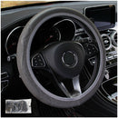 Car Steering Wheel Cover Sports Non-Slip Breathable PU Leather Black 37-38cm
