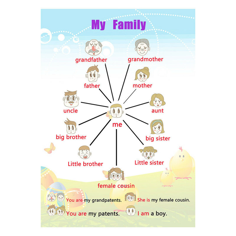 Family Tree~Kids Fun Early Learning Educational Preschool Poster Charts