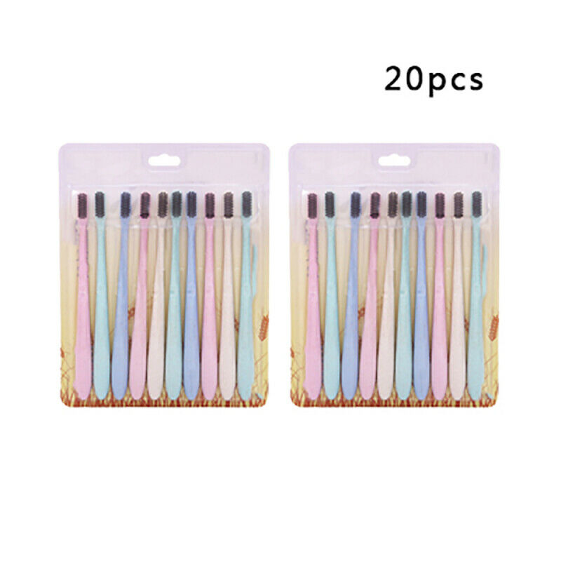 20X Wheat Straw Handle Bamboo Charcoal Soft Bristles Travel Toothbrush Ora SDU