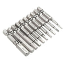 10 Piece Hex Head Long Allen Bit Set Quick Release Shank Impact Driver Drill