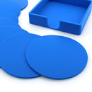 7pcs Rubber Silicone Hot Drink Coasters Round Place Mat Cup Holder,Blue