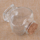 Small Heart Shaped Clear Glass Storage Jars Bottle Container w/ Cork Stopper