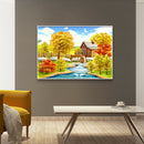 Art Autumn House River 5D Diamond Painting Drawing DIY Full Round Drill Kit