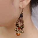 Ethnic Style Jewelry Retro Glass Copper Beaded Bell Earrings