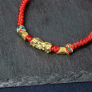 Hand-woven Red Rope Bracelet with Golden Pi Xiu Beauty Charms Pendant Delic J6O5