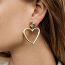 Korean Fashion Screw Big Hollow Love Heart Dangle Earrings For Women Girl S