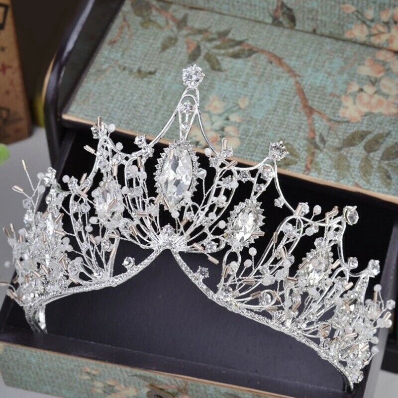 New Big Baroque Handmade Crystal Princess Crowns For Queen Rhinestone Tiara Y5O7