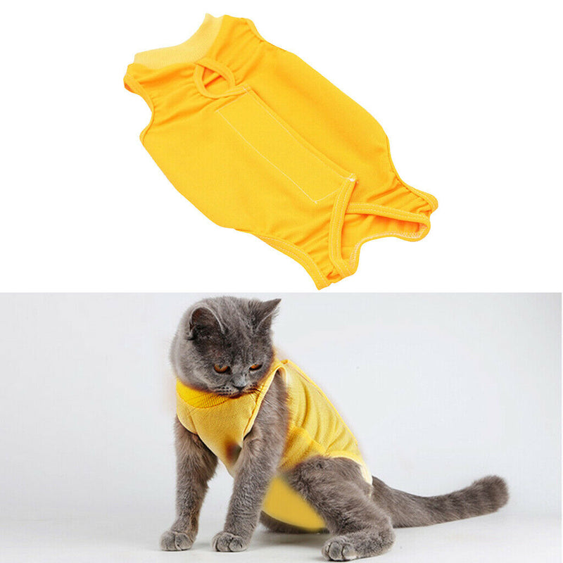 2 Pcs Cotton Breathable  Recovery Suit for Cats Dogs Blue/Yellow