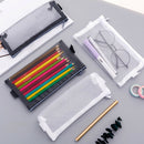 1 Pcs Transparent Grid Zipper Pen Bag Pencil Case Storage Package For Korea