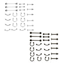 48 Pieces Tongue Eyebrow Lip Labret Belly Navel Nose Ring Piercing Body Jewelry