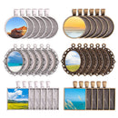 72pcs 3 Styles Round Oval Square Pendant Trays with Glass Cabochon Crafts D3C