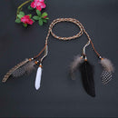 Women Peacock Feather Hair Accessories Headdress Bohemian Knitted Head Band A