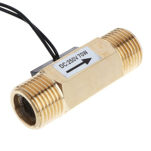 DC 250V G1/2" DN15 70W Water Flow Sensor Switch Meter Copper Liquid Flow Switch