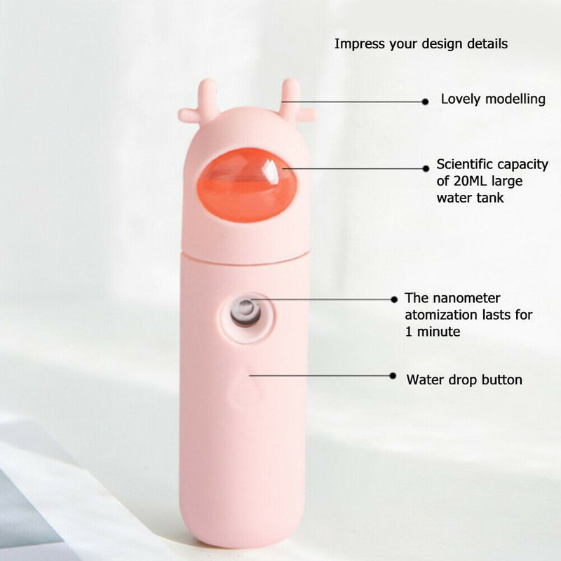 20ml Handheld Mini Humidifier Steamer Face Diffuser Mist Sprayer (Antler) A