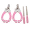 2 Sets of Stainless Steel Cat Dog Nail Clipper & Claw Grooming Trimmer Pink