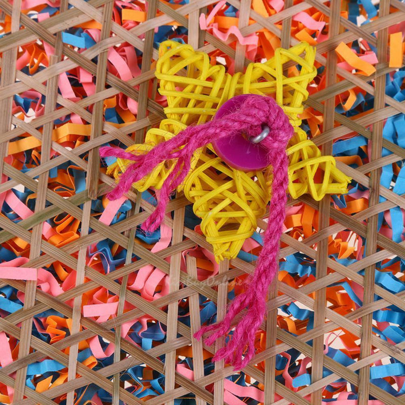 Colorful Bamboo Weave Wooden Swing Parrot Bell Toys Climbing Biting Bird Cage