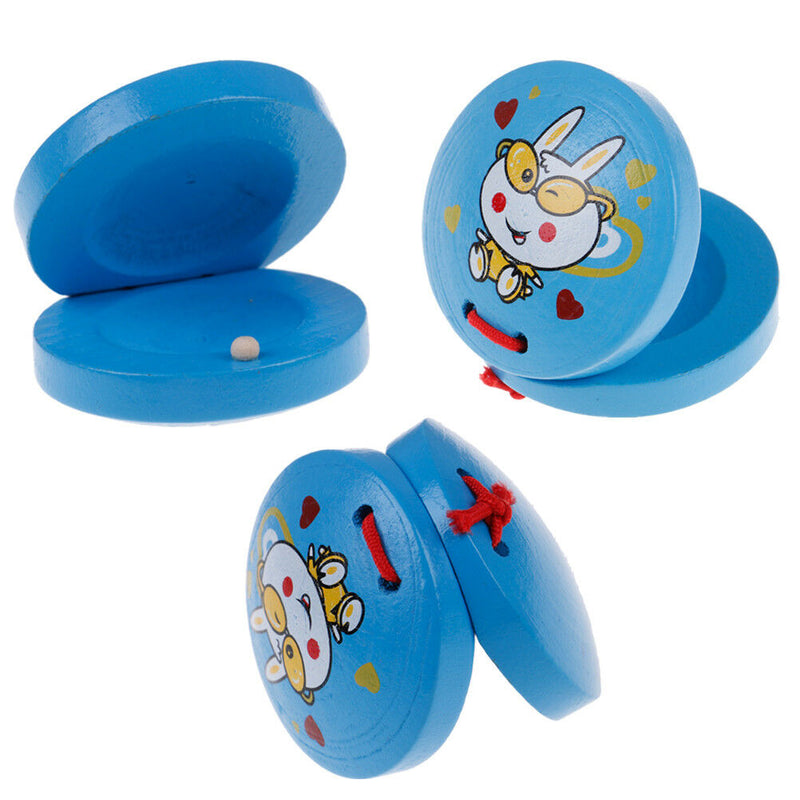 New children musical percussion instrument xmas gift cartoon wooden castanet  3C