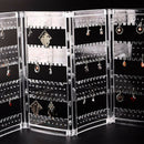 Foldable 4-Panel Jewelry Screen Hanger Organizer Earrings Necklace Chains D Z9B4