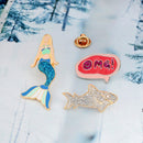 3PCS/Set Enamel Cartoon Mermaid Collar Brooch Pins Badge Corsage Brooch BX