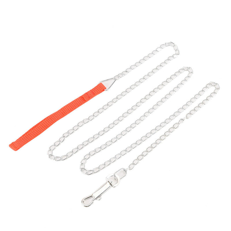 heavy duty metal chain dog puppy walking lead leash clip with red nylon handle Z