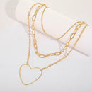 Multi-layer Love Heart Pendant Necklace Simple Clavicle Chain Women Jewelry