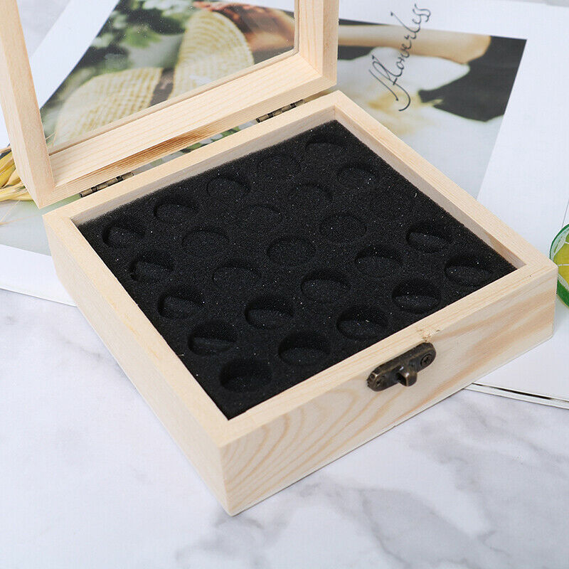 25 Slots Wooden Essential Oil Storage Box Aromatherapy Container OrganizerB Bj