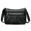 Fashion Women Splicing PU Rabbit Shoulder Bag Multi-pocket Messenger Purse