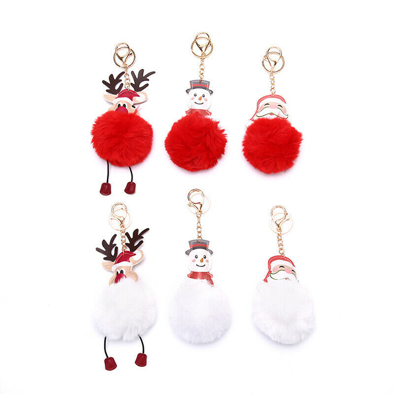 1set Santa Claus Hairball Key Chain Pendant Keychain Accessories Christmas G Ew