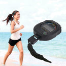 Digital Handheld Sports Stopwatch Stop Watch Timer Alarm Counter Black X3E9 Z5K2