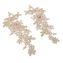 2 Pack Flower Embroidered Appliques Lace Fabric Ribbon Trim Patch Embroidery