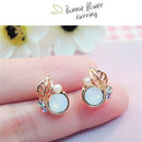 Women Crystal Rhinestone Lovely Small Leaves Ear Stud Earrings Jewelry OZ