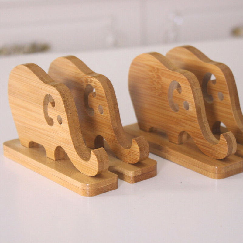 Storage Rack Portable Bracket Cartoon Elephant Stand Desktop Phone Holder Bamboo