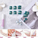 24pcs/pack green false nails toe nails tips nail art design french with glu H|