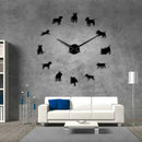 Bull Terrier Dog Wall Art Diy Large Wall Clock Dog Breed Pug Big Needle Clo
