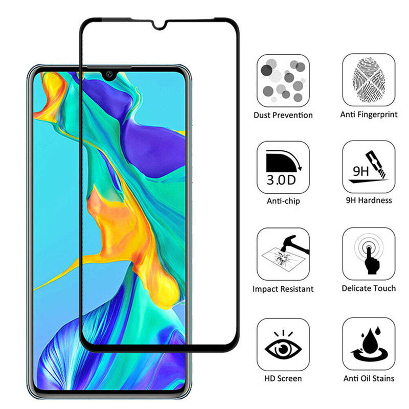 For Huawei P30 Full Cover Screen Protector 9D Tempered Glass Film Anti-Scratch
