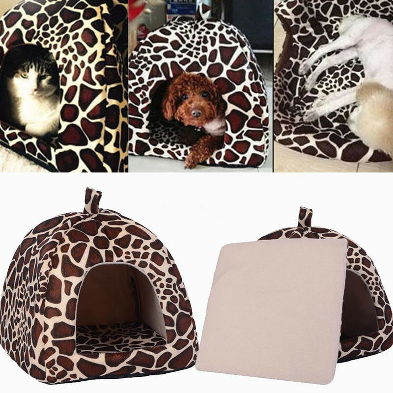 Soft-Warm Bed Small Pet Nest House Lepard Dog Cat Cotton Blend Mat