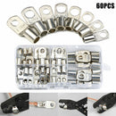 60pcs Battery Cable Ends Lugs, Copper Ring Terminals, Wire Connectors Solder Kit