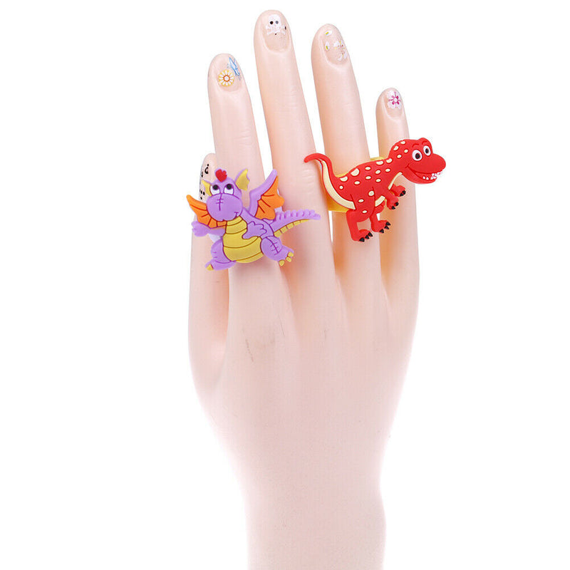 6Pcs Environmental dinosaur ring female PVC ring children's cartoon ringME