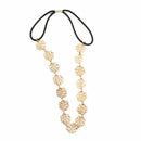 Womens Fashion Metal Chain Jewelry Hollow Rose Flower Elastic Hair Band Headband