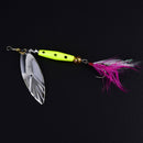 Fishing lure spoon bait rotating fishing with feather treble hook tackle 10g JR