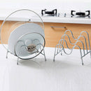 Kitchen Dish Plate Pot Lid Cover Drying Drain Holder Steel Storage Rack HNK