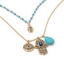 Chic Lucky Protection Hamsa Fatima Hand Evil Eye Pendant Beads Chain Necklace AU