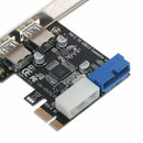 2 Ports PCI Express USB 3.0 Front Panel with Control Card Adapter 4Pin 20 PiC2W5