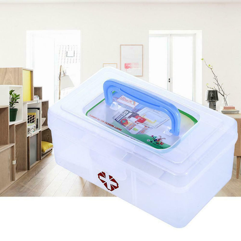3 Lattice Transparent Rectangular Medicine Box First Aid Storage Kits Box
