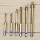 6pcs Tungsten Carbide TCT Glass Drill Bits Set Titanium Coated Power To