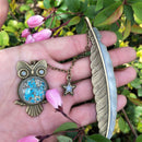 Luminous Night Owl Bookmark Label Read Maker Feather Book Mark Stationery C  JR