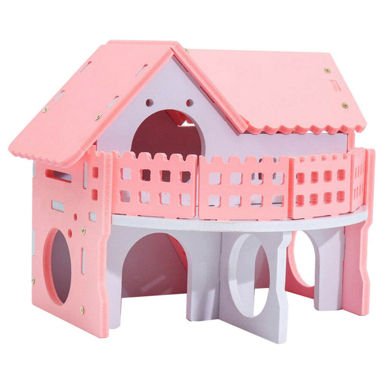 Hamster Hideout House Villa Cages for Small Animal, Wooden Hut House Bedding