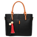 Large Capacity Tassel Tote Bag Women Soft Leather Ladies Handbag Crossbody