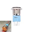16mm 12V Red LED Power Push Button Switch Aluminum Metal Latching Waterproof MME